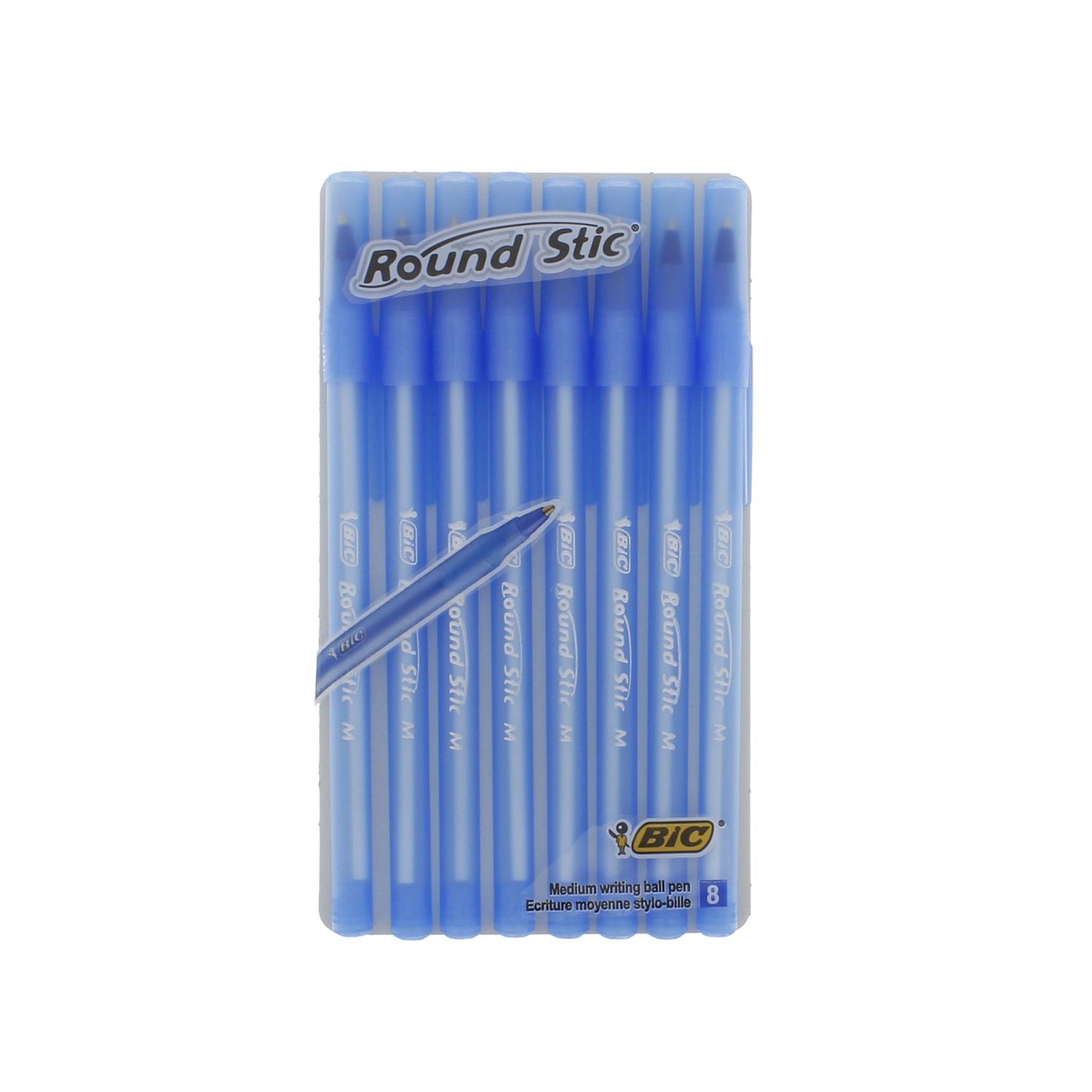 Stylos à bille - bleu medium 1 mm - Round Stic - 8 pièces - BIC Bic